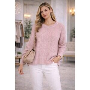 TOAD and CO Top Sweater SMALL Knit WOOL NON MULESED Blend Capuccino Boucle Pink